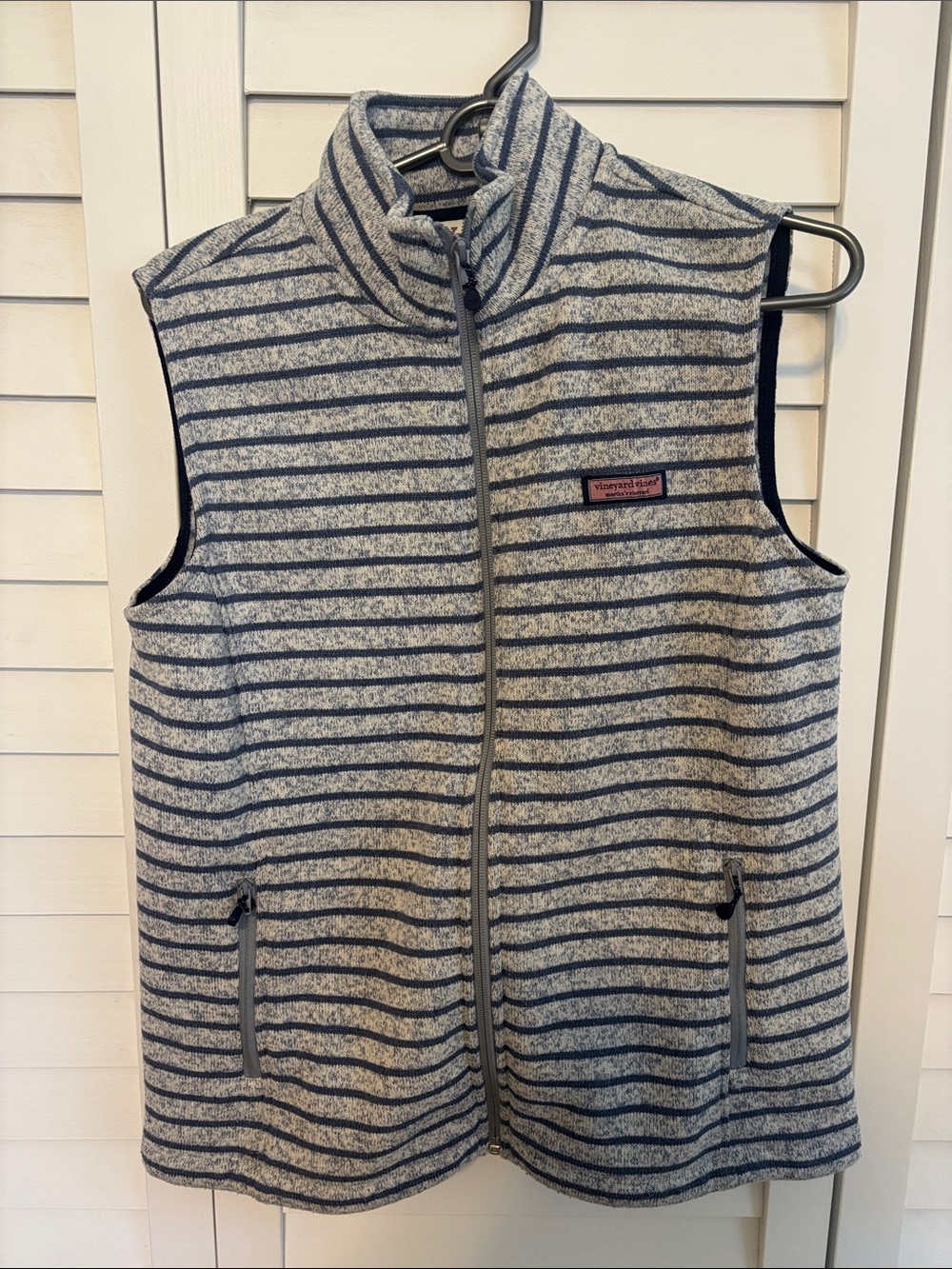 Vineyard Vines Heather Gray & Navy Striped Vest
